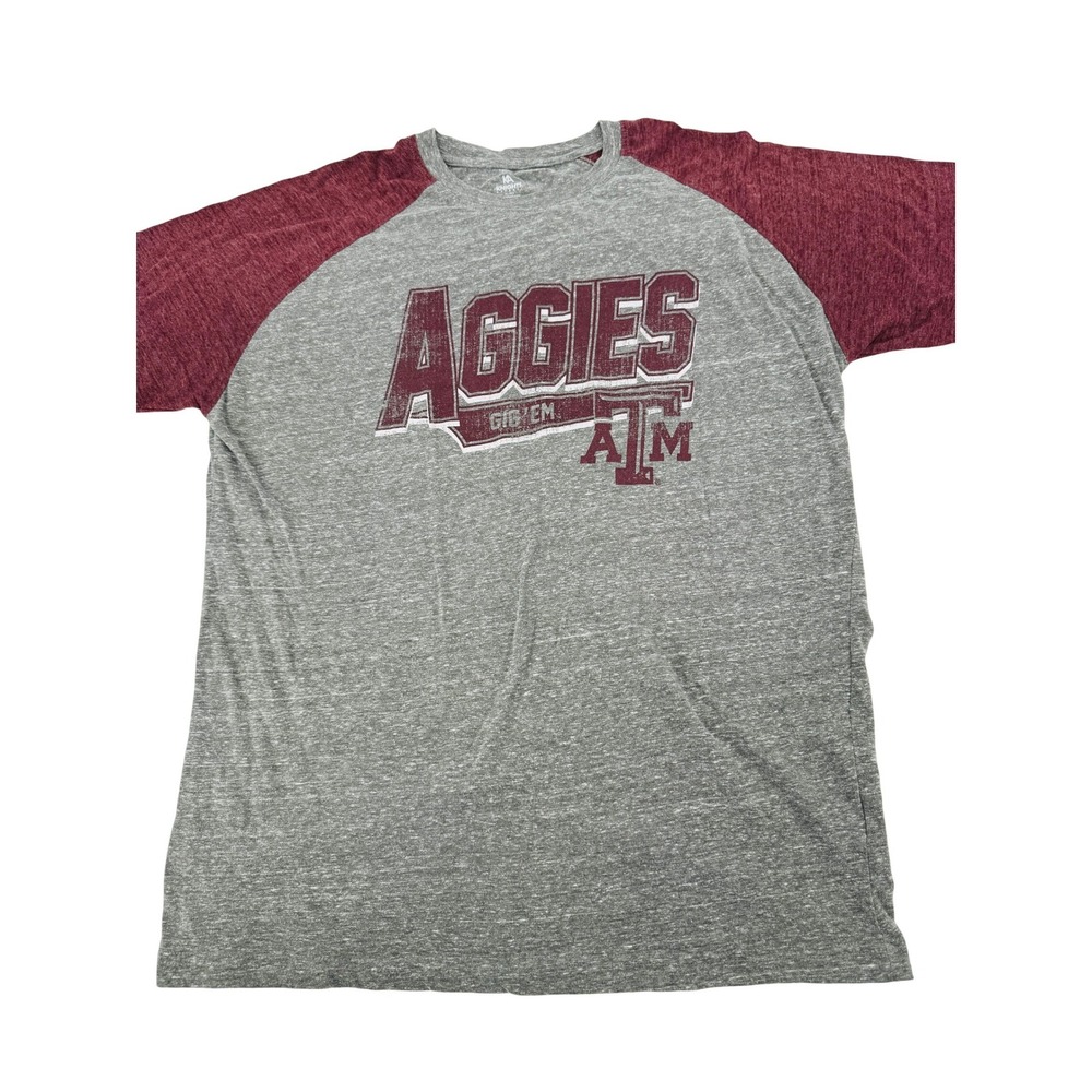 Texas A&M Aggies T-Shirt Mens XL Gray Maroon‎ Raglan Gig Em NCAA Knights Apparel